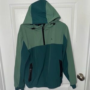 Alphalete Women's EXP Tech Windbreaker Jacket Green Anorak Pullover